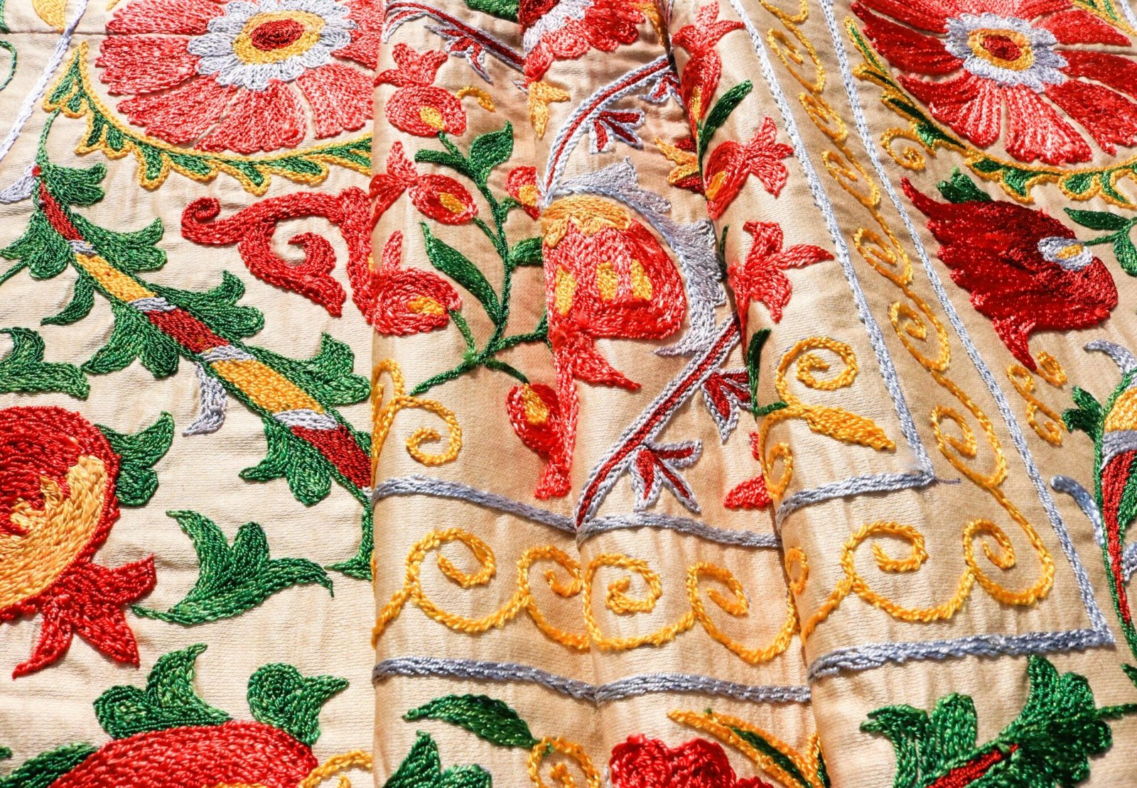 Handmade Uzbek Suzani Embroidery, Wall Hanging, Table Cover, Bedspread