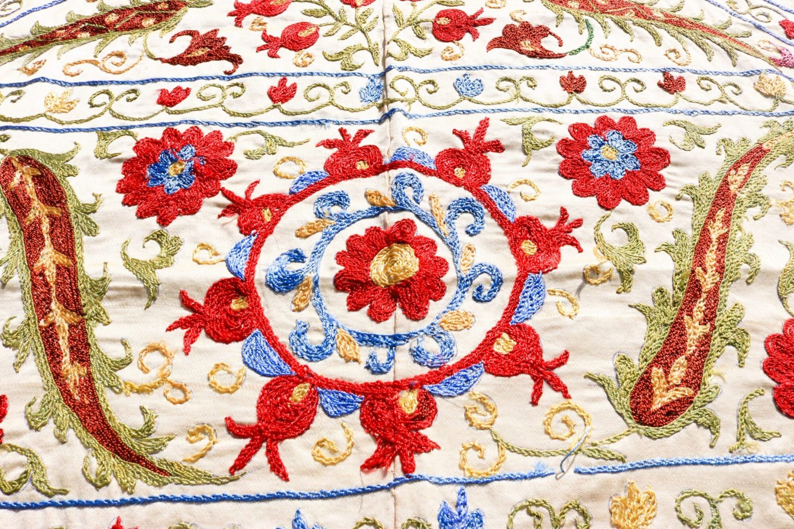 Handmade Uzbek Suzani Embroidery, Wall Hanging, Table Cover, Bedspread