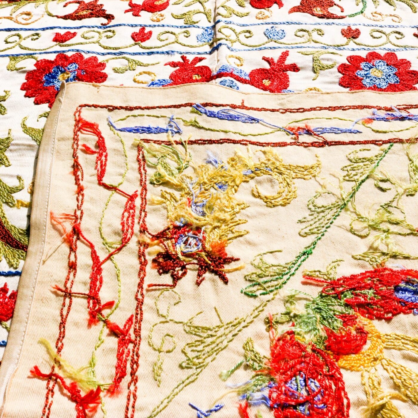 Handmade Uzbek Suzani Embroidery, Wall Hanging, Table Cover, Bedspread