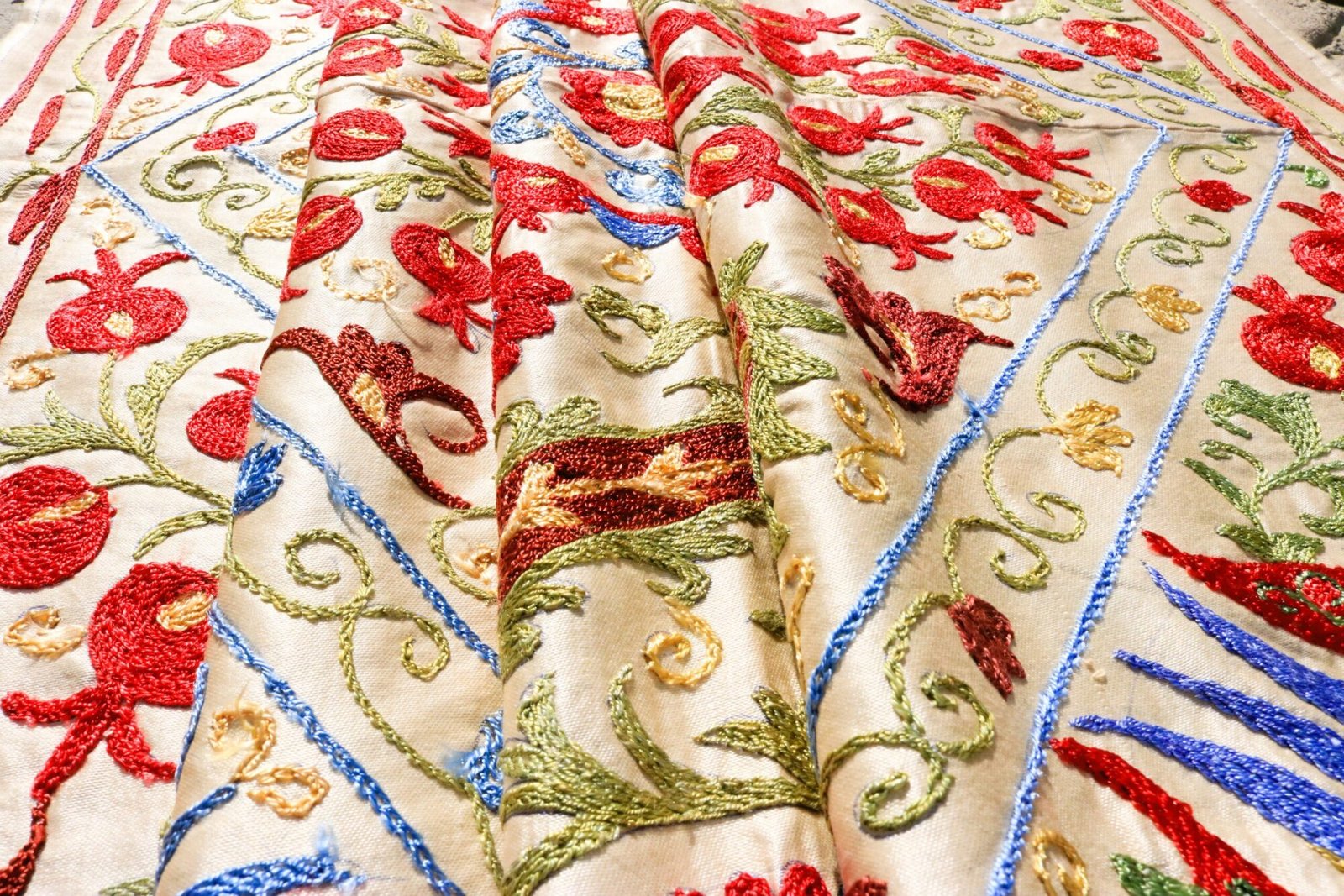 Handmade Uzbek Suzani Embroidery, Wall Hanging, Table Cover, Bedspread