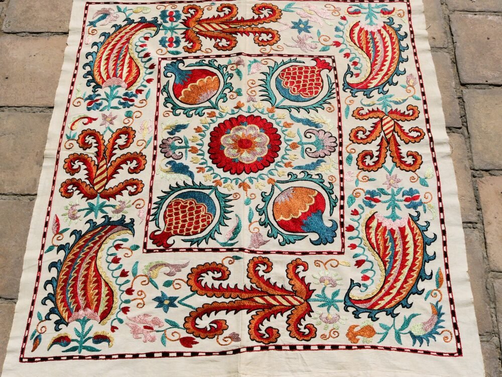 IMG_1728 Handmade Uzbek Suzani Embroidery, Wall Hanging, Table Cover, Bedspread