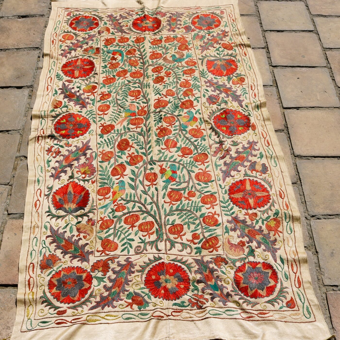 IMG_1736 Handmade Uzbek Suzani Embroidery, Wall Hanging, Table Cover, Bedspread