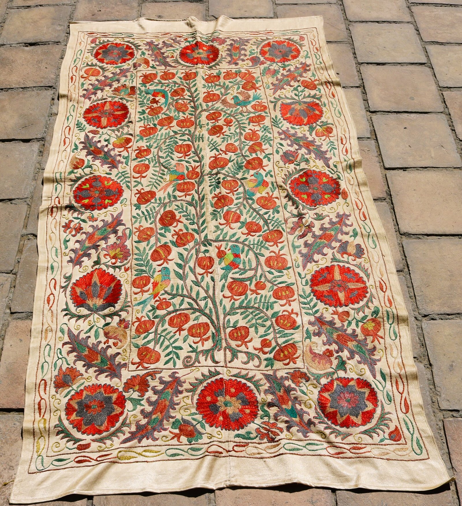 IMG_1736 Handmade Uzbek Suzani Embroidery, Wall Hanging, Table Cover, Bedspread