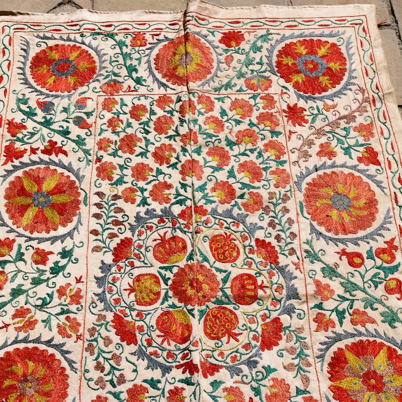 IMG_1752 Handmade Uzbek Suzani Embroidery, Wall Hanging, Table Cover, Bedspread