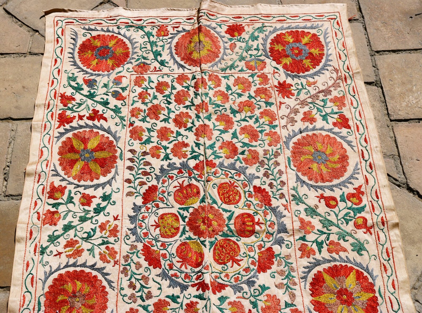 IMG_1752 Handmade Uzbek Suzani Embroidery, Wall Hanging, Table Cover, Bedspread