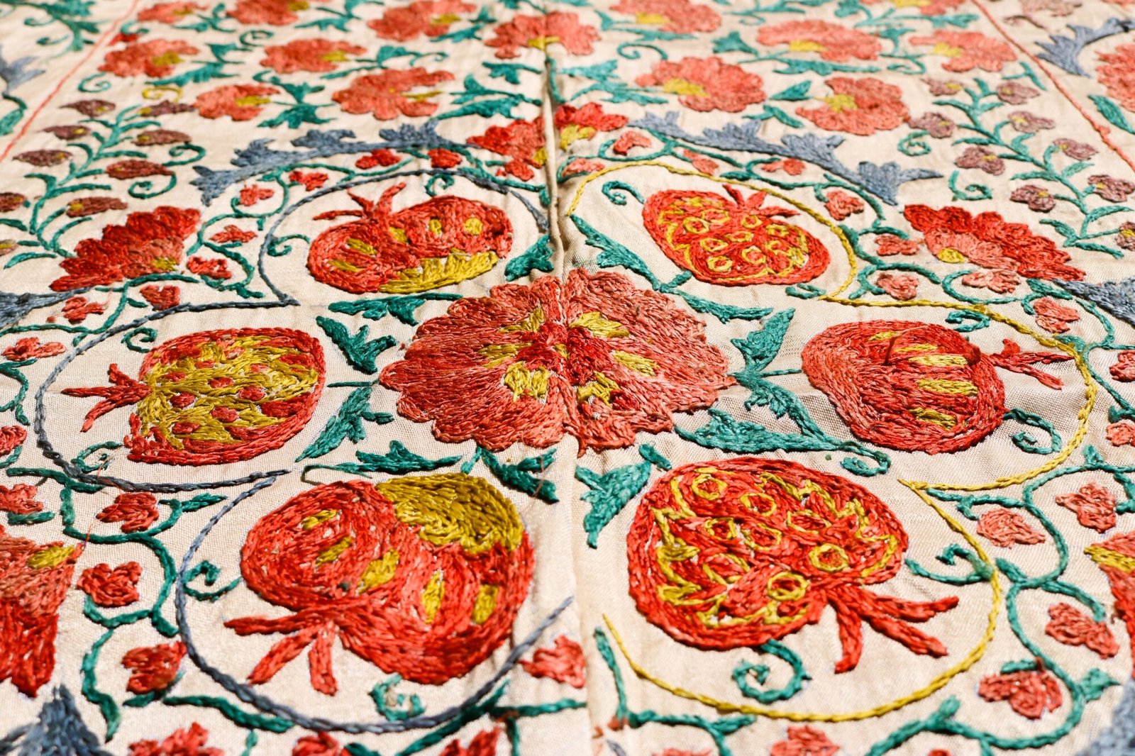 IMG_1753 Handmade Uzbek Suzani Embroidery, Wall Hanging, Table Cover, Bedspread