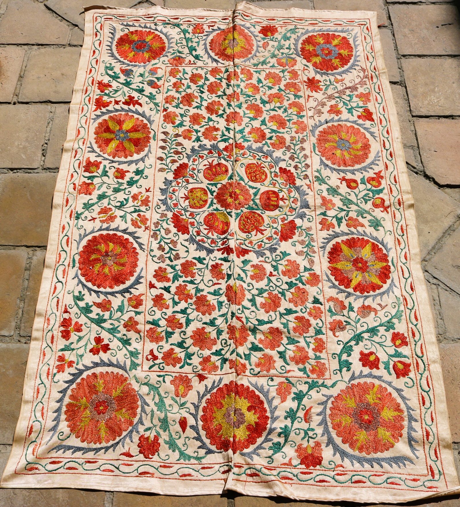 IMG_1755 Handmade Uzbek Suzani Embroidery, Wall Hanging, Table Cover, Bedspread