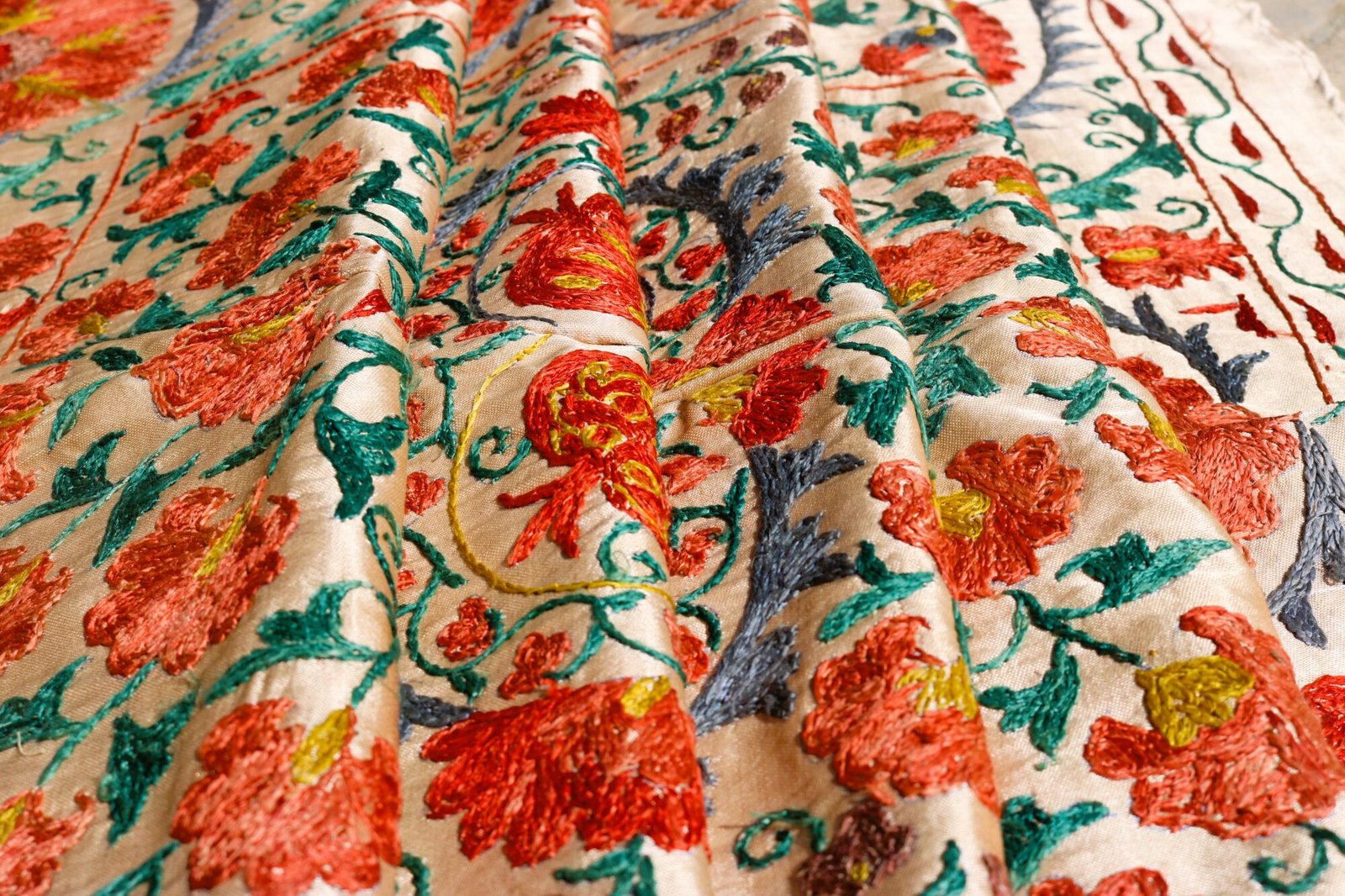 IMG_1759 Handmade Uzbek Suzani Embroidery, Wall Hanging, Table Cover, Bedspread