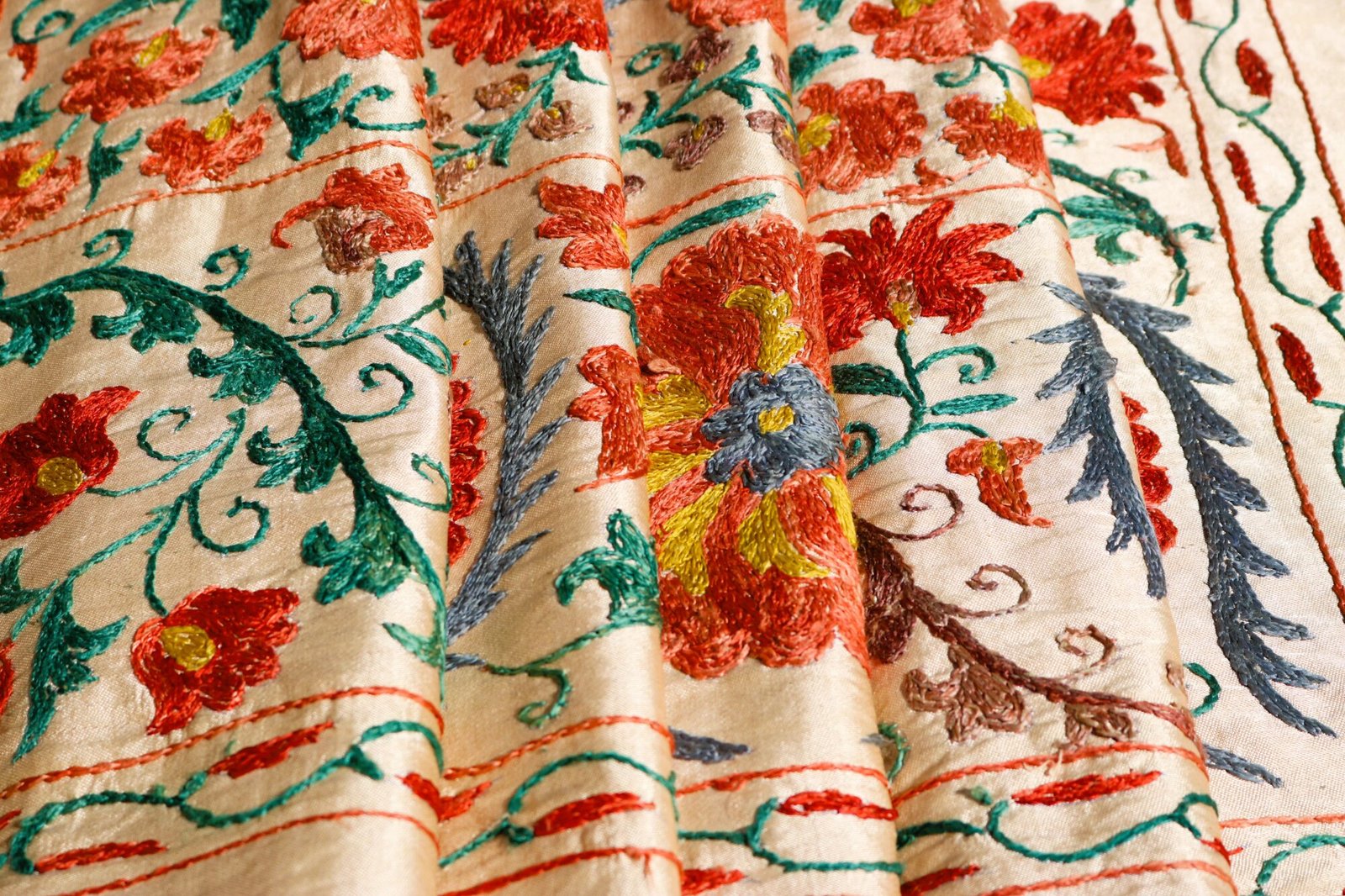IMG_1762 Handmade Uzbek Suzani Embroidery, Wall Hanging, Table Cover, Bedspread